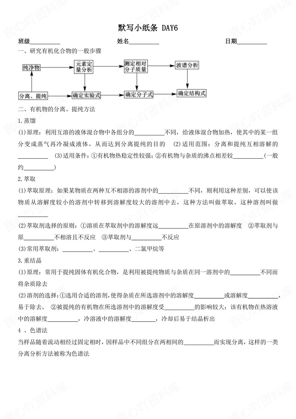 高中化学 | 通用版选择性必修三知识点默写小纸条填空梳理总结（填空默写）插图高中化学5
