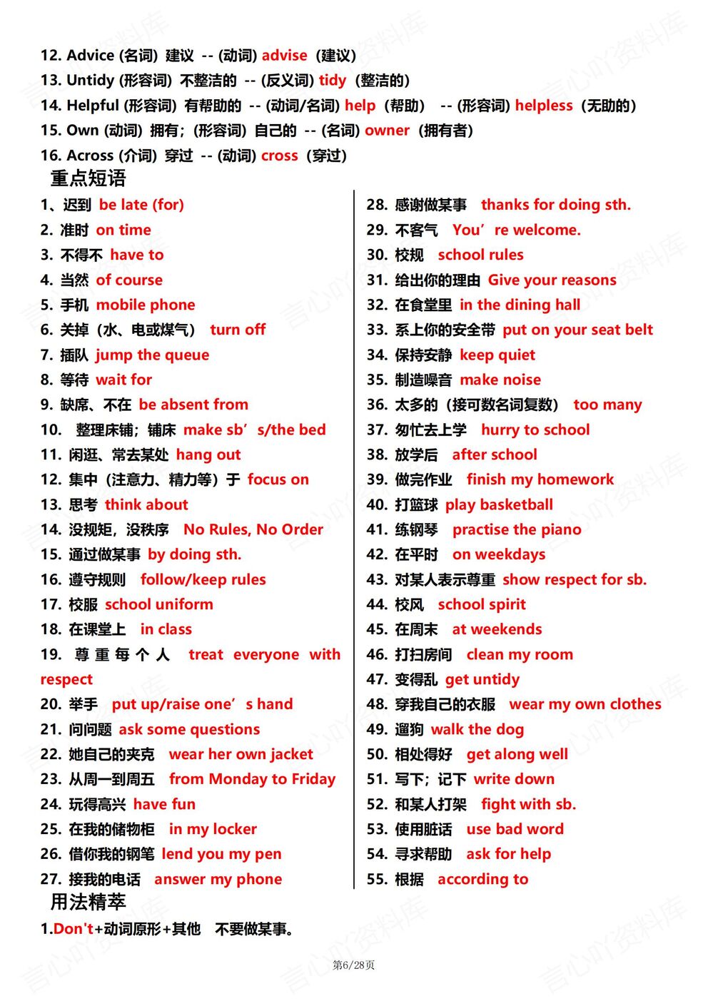 初中英语 | 初一下期末复习重点知识梳理总插图初中英语2