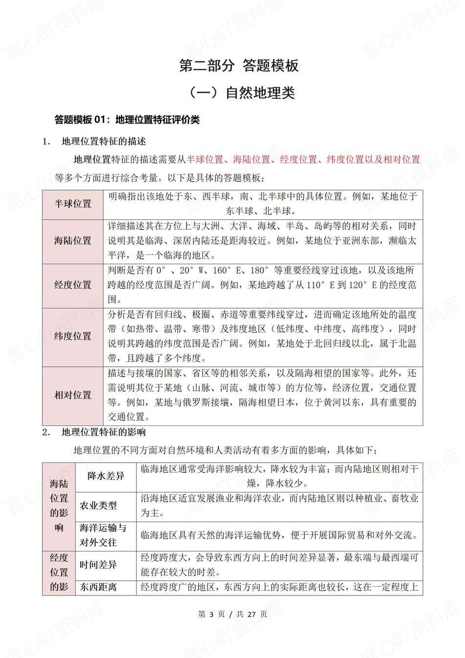 初中地理 | 中考知识梳理速记口诀/答题模板插图初中地理1