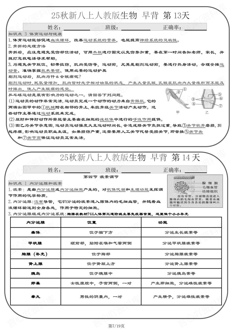 初中生物 | 新教材初二上册背诵小纸条知识清单插图初中生物6