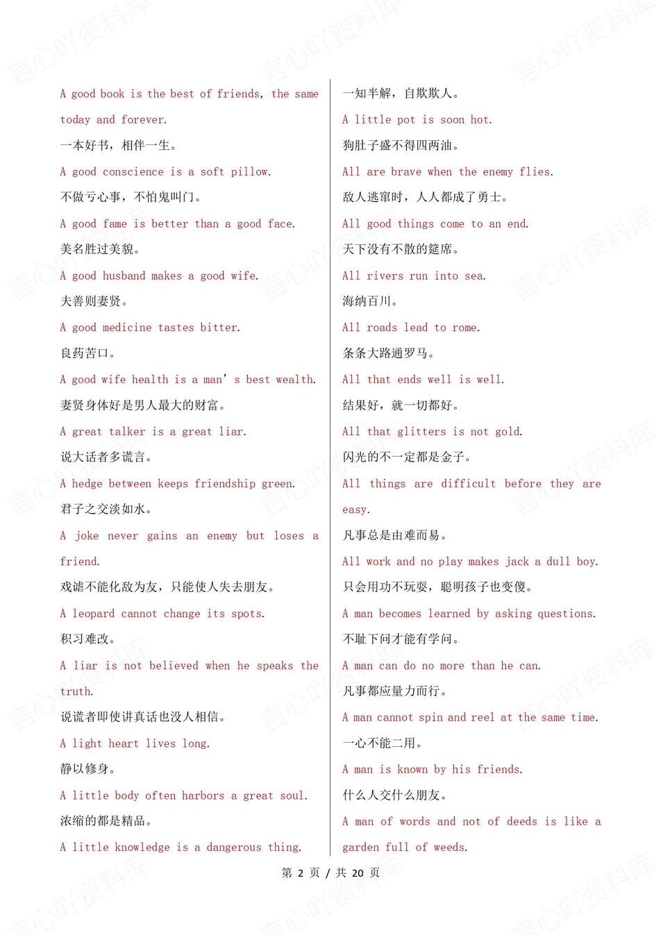 初中英语 | 中考作文素材500常用谚语汇总插图初中英语1