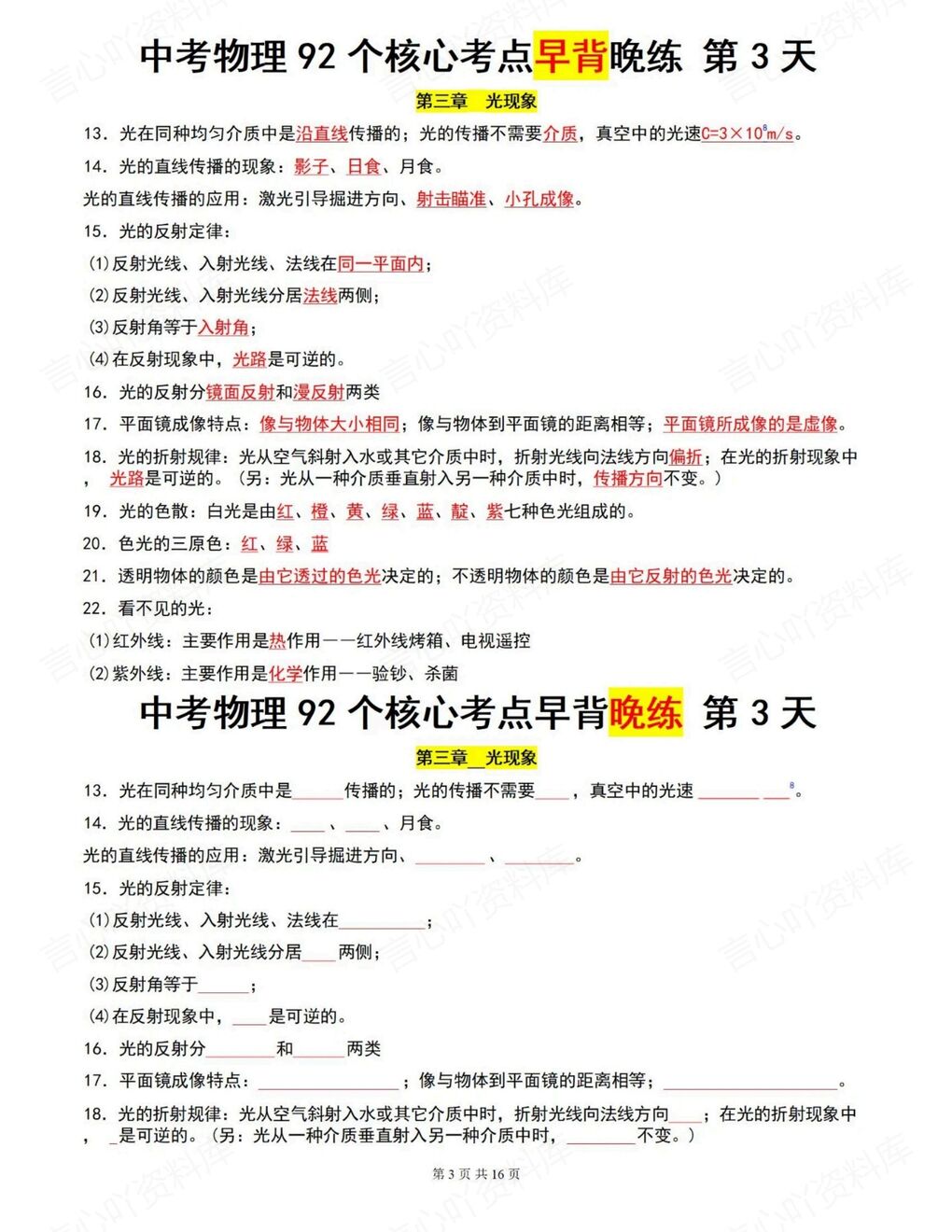 初中物理 | 中考早背晚默92个高频考点背记插图初中物理1