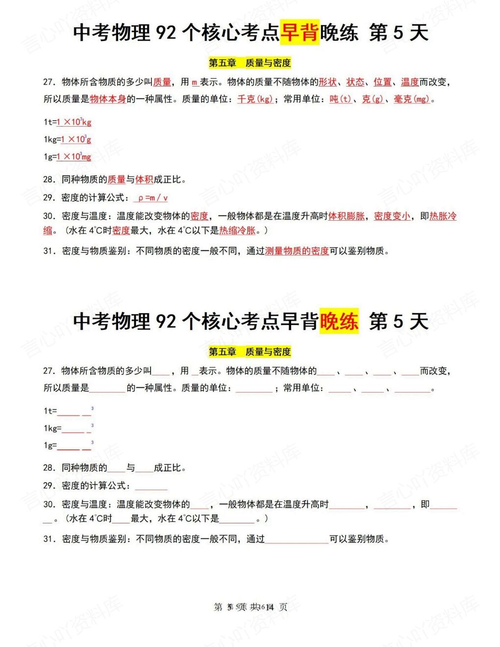 初中物理 | 中考早背晚默92个高频考点背记插图初中物理2