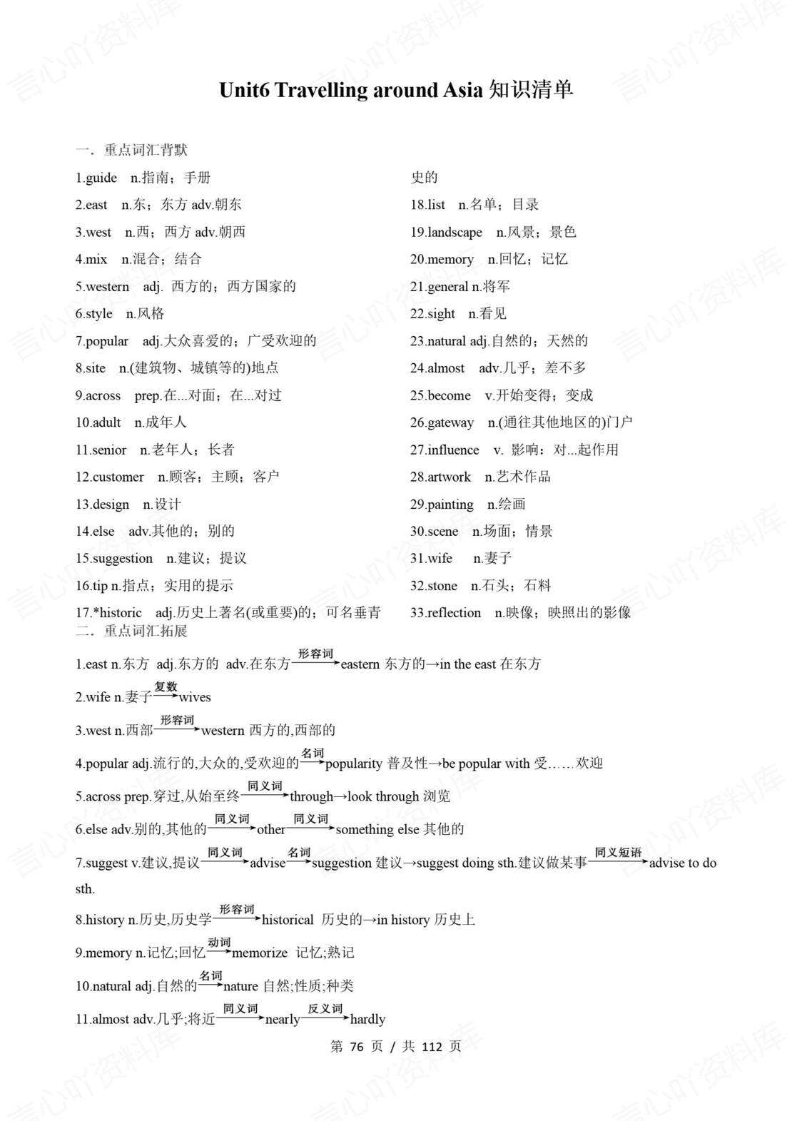 初中英语 | 新教材沪教版七年级上册单元知识清单（背诵填空版）插图初中英语7