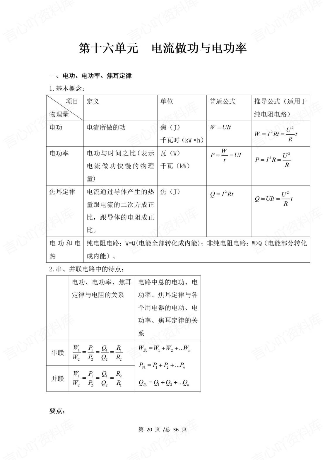 初中物理 | 沪科版九年级全册知识点考点总结归纳插图初中物理6