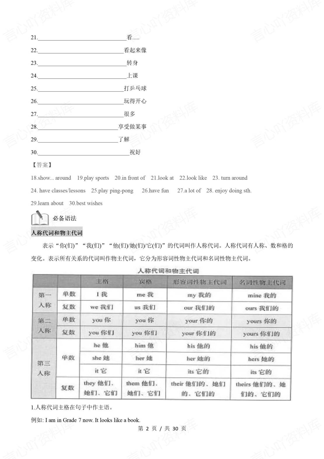 初中英语 | 新教材冀教版七年级上册步知识清单（原卷解析版）插图初中英语1