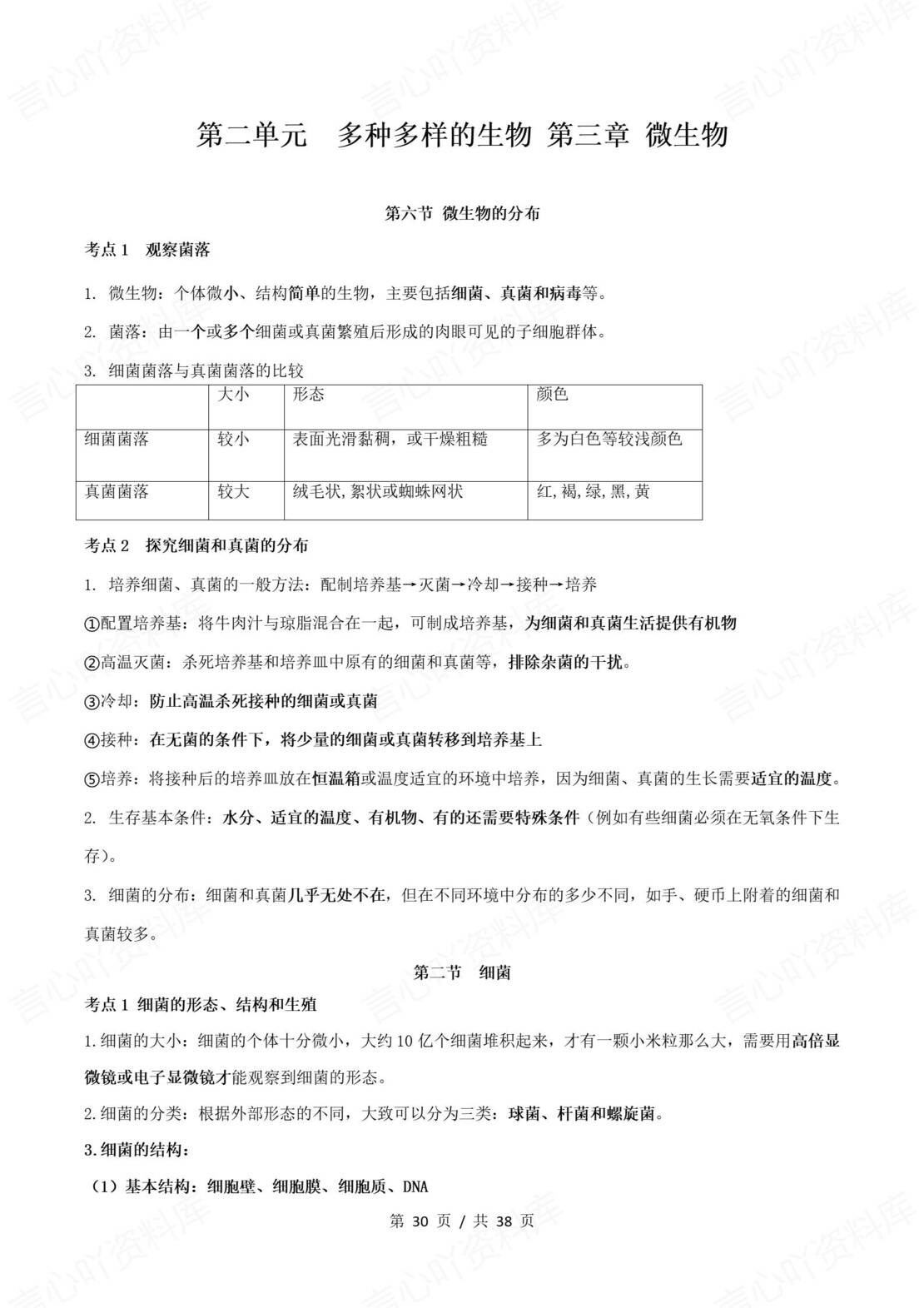 初中生物 | 新教材人教版七年级上单元知识归纳总结插图初中生物6