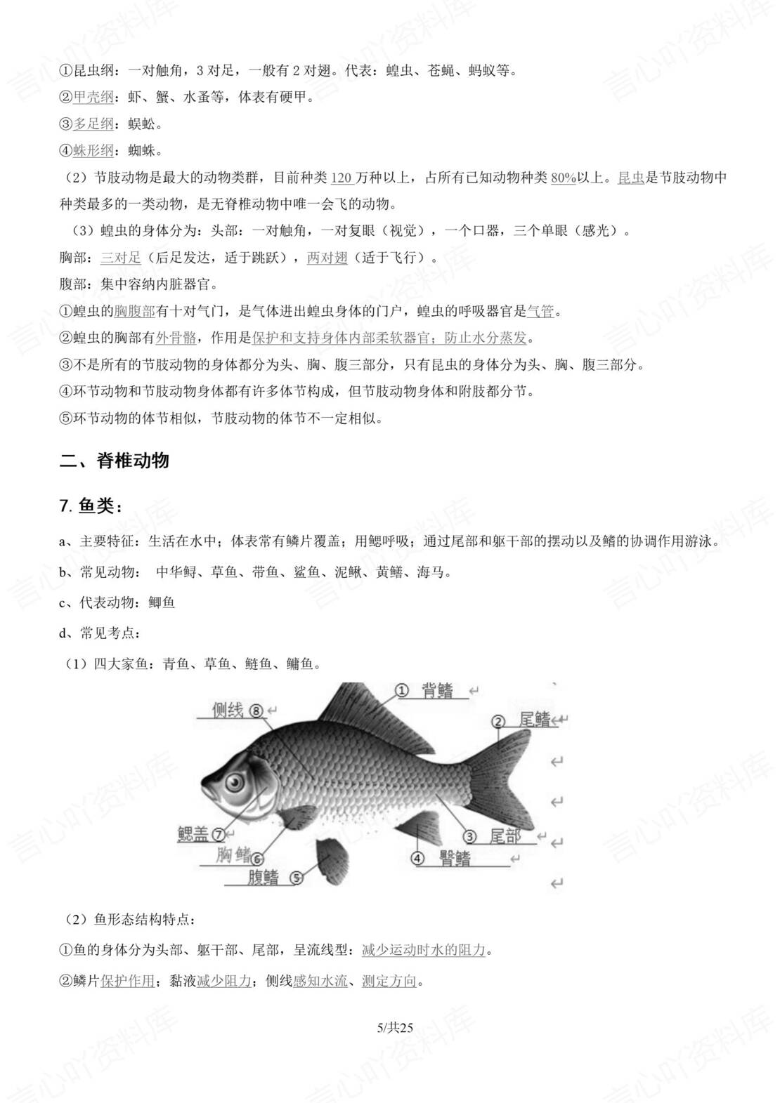 初中生物 | 人教版八年级上册知识总结（原卷解析版）插图初中生物1