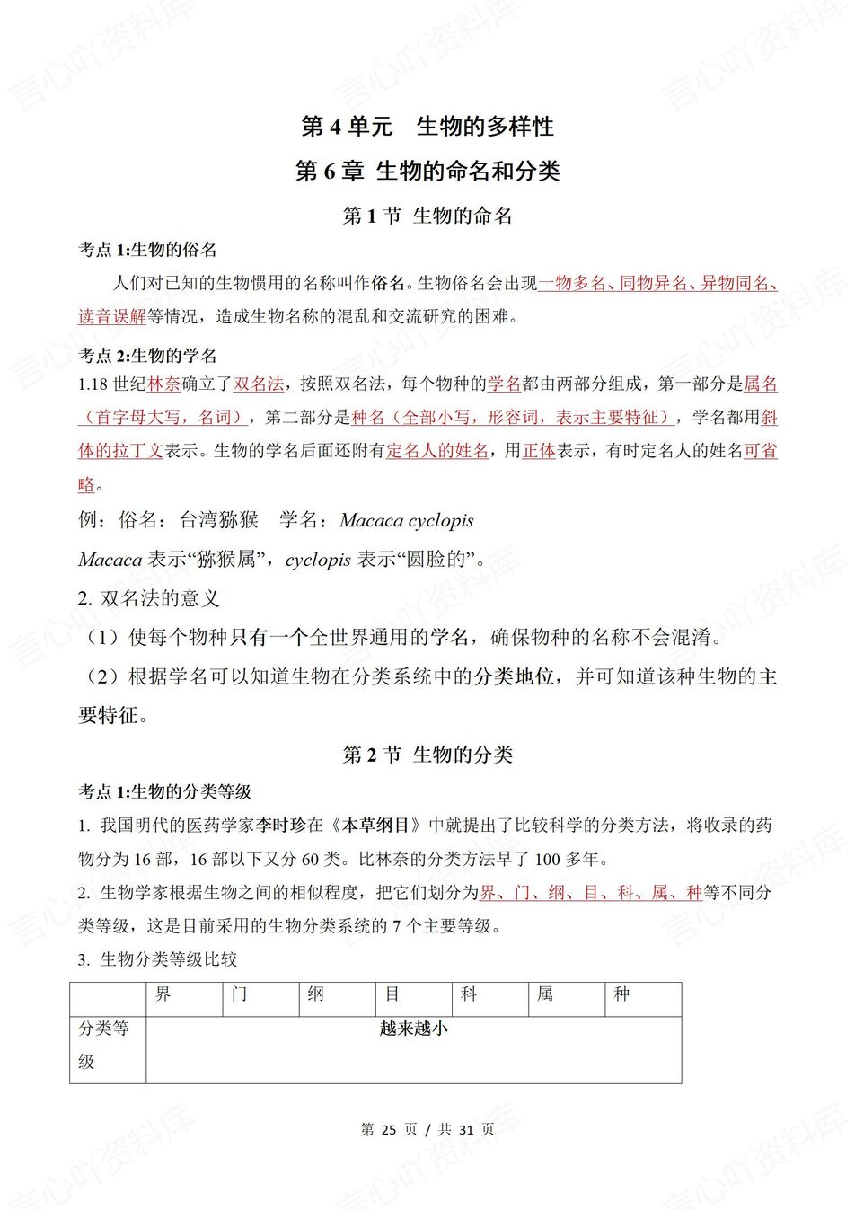 初中生物 | 新教材苏科版七年级上章节知识点归纳总结插图初中生物7