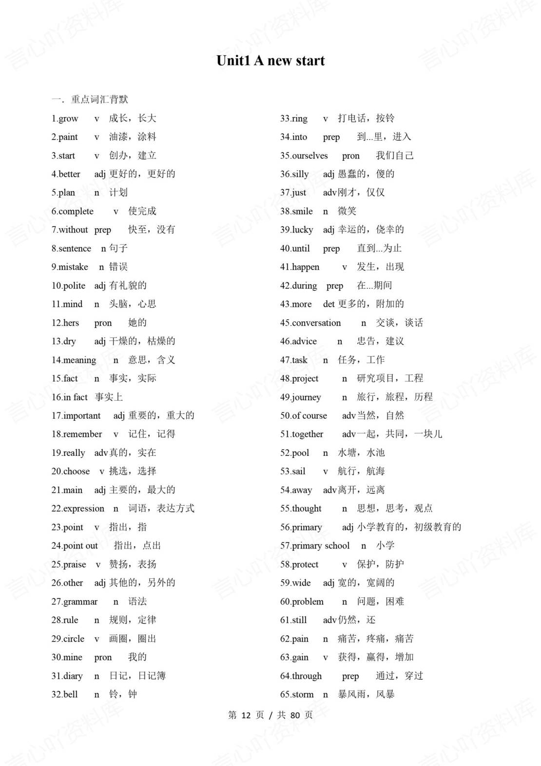 初中英语 | 新教材外研版七年级上册单元知识梳理（原卷解析版）插图初中英语1