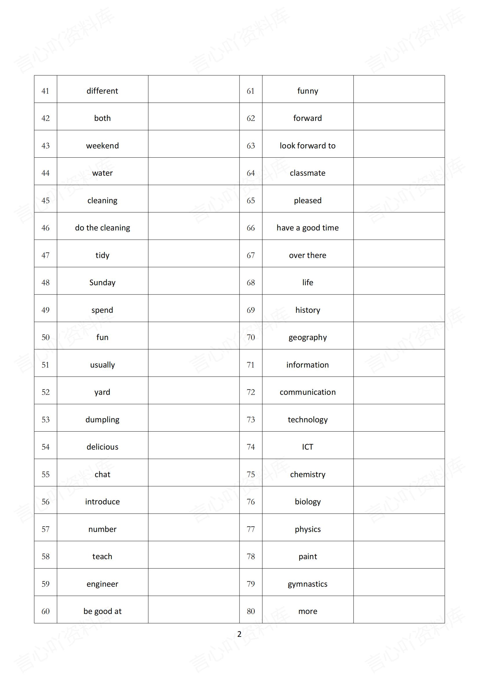 初中英语 | 新版北师大版7年级上册全册单词背诵默写插图初中英语3