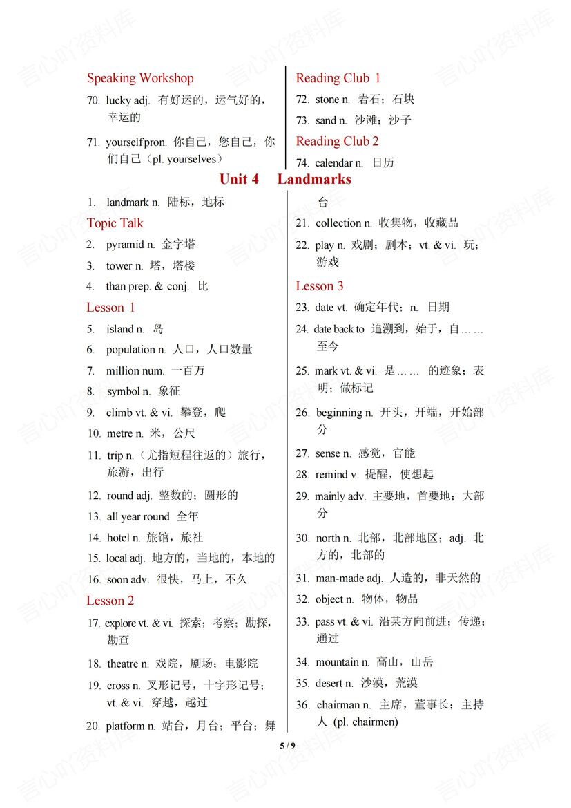 初中英语 | 新版北师大版7年级下册全册单词背诵默写插图初中英语5