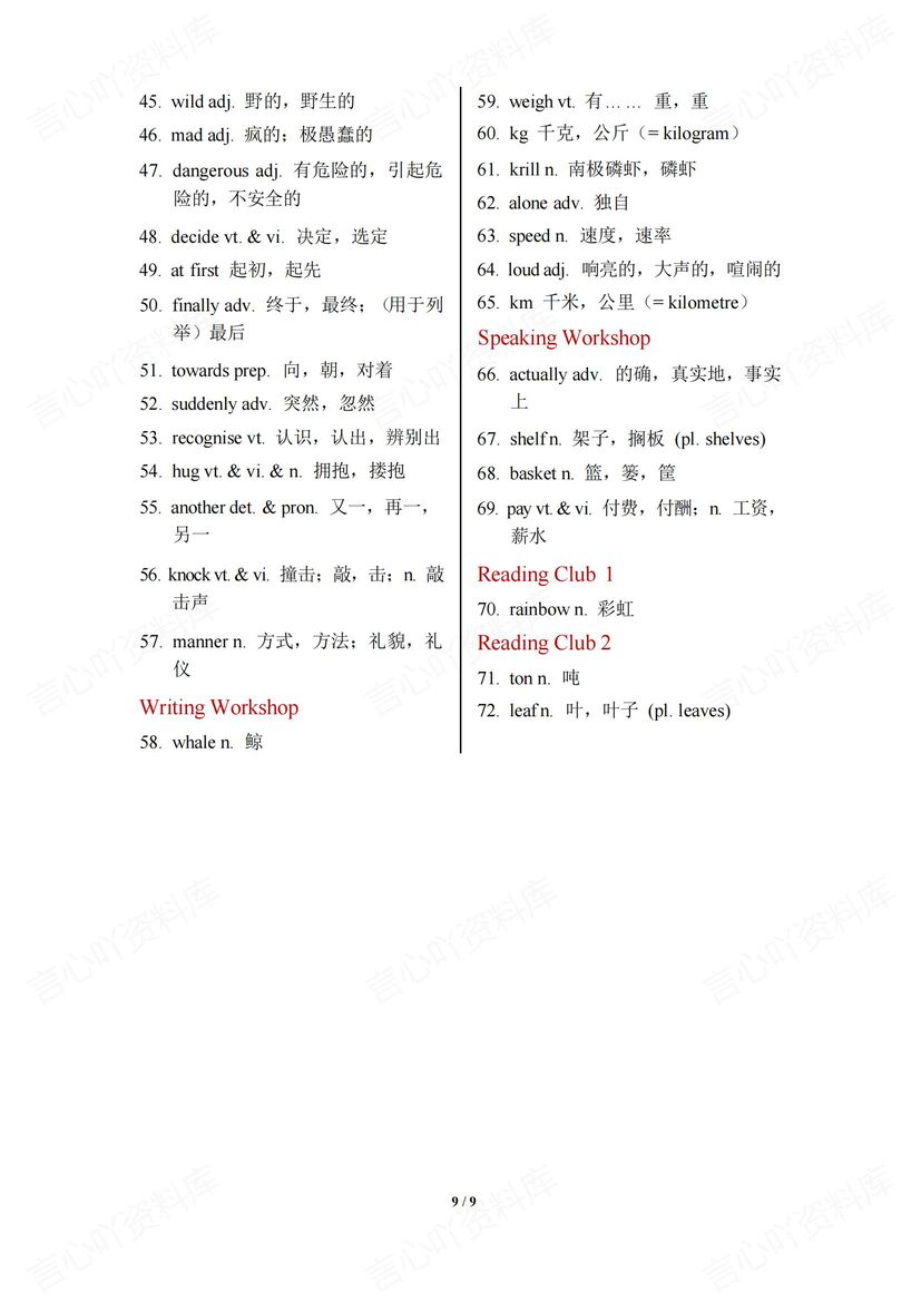 初中英语 | 新版北师大版7年级下册全册单词背诵默写插图初中英语7