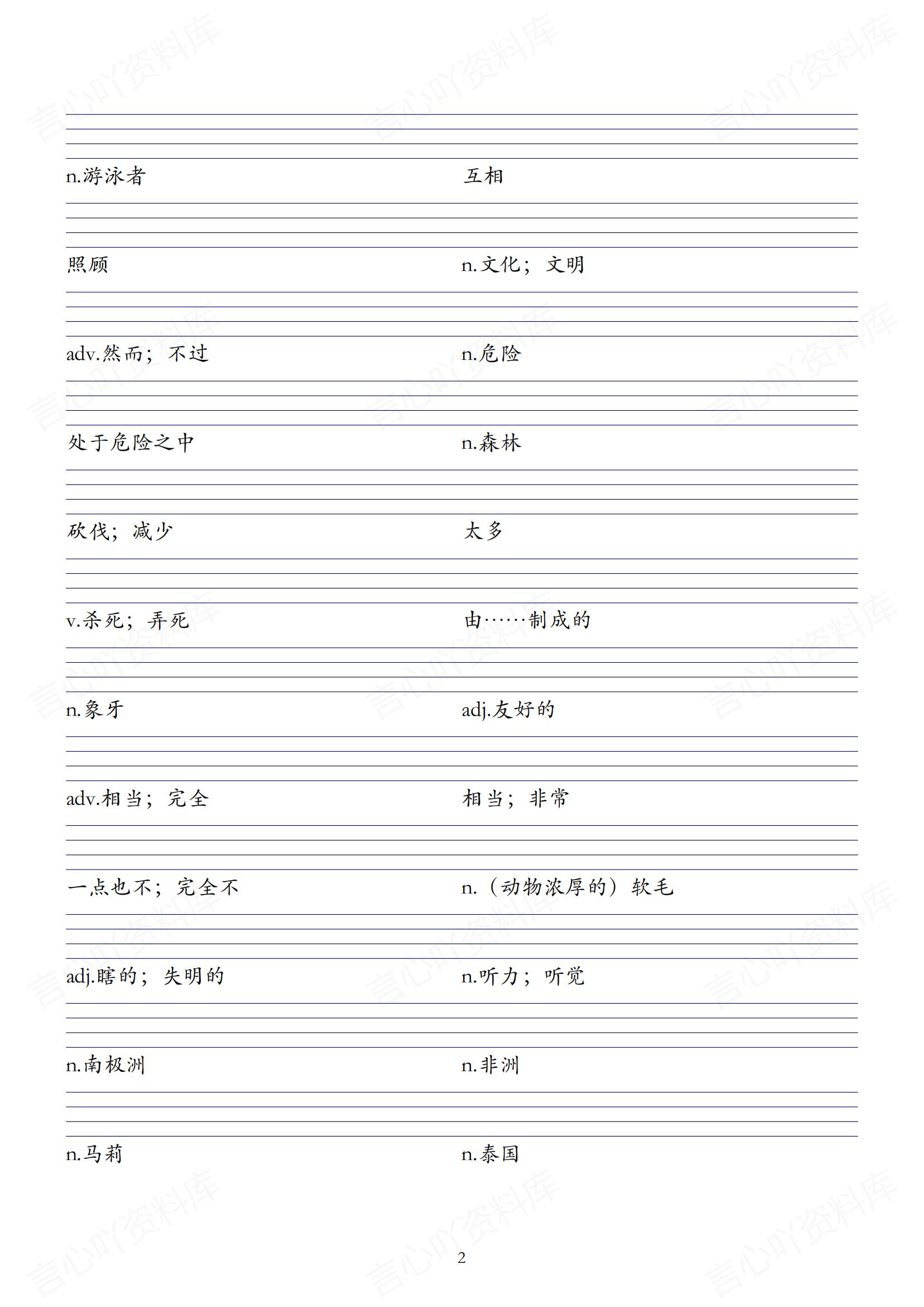 初中英语 | 新版人教版7下单词背诵中英默写清单插图初中英语5