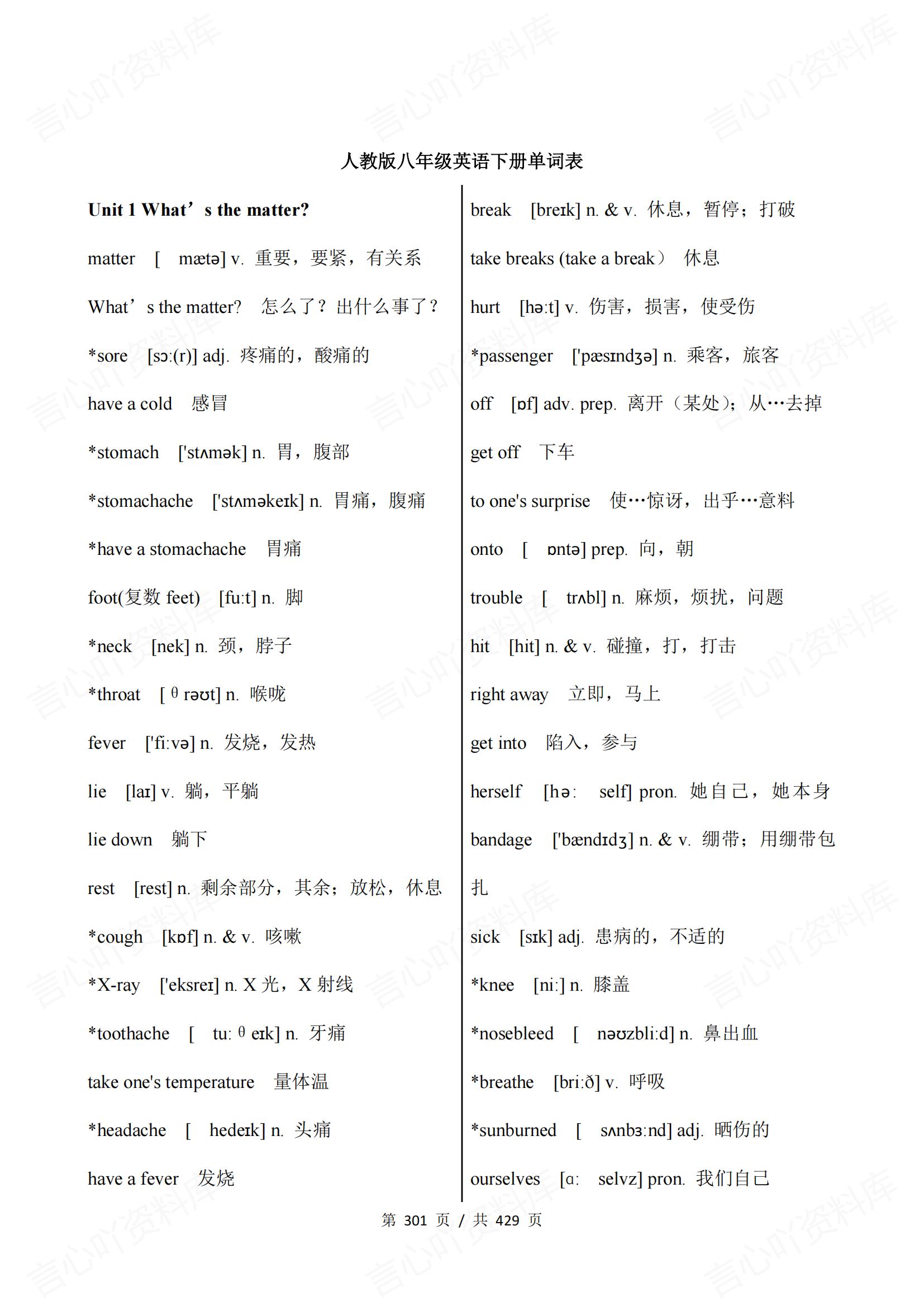 初中英语 | 人教版789年级单词总表词组句子背诵默写插图初中英语4