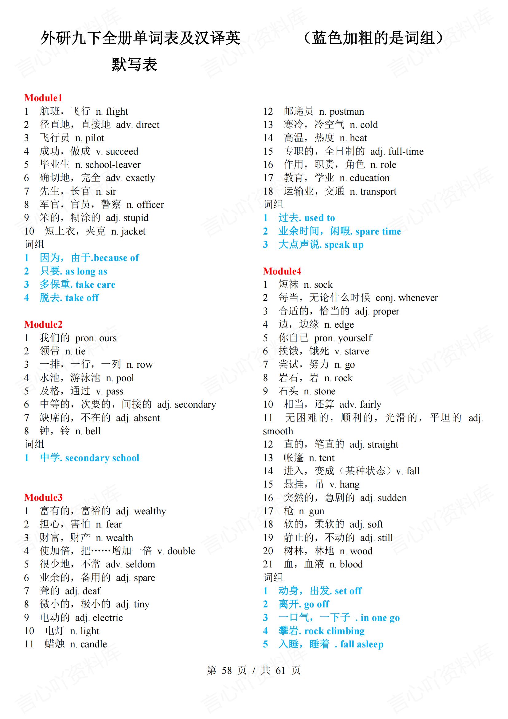 初中英语 | 外研版789年级单词总表背诵汉译英默写插图初中英语7