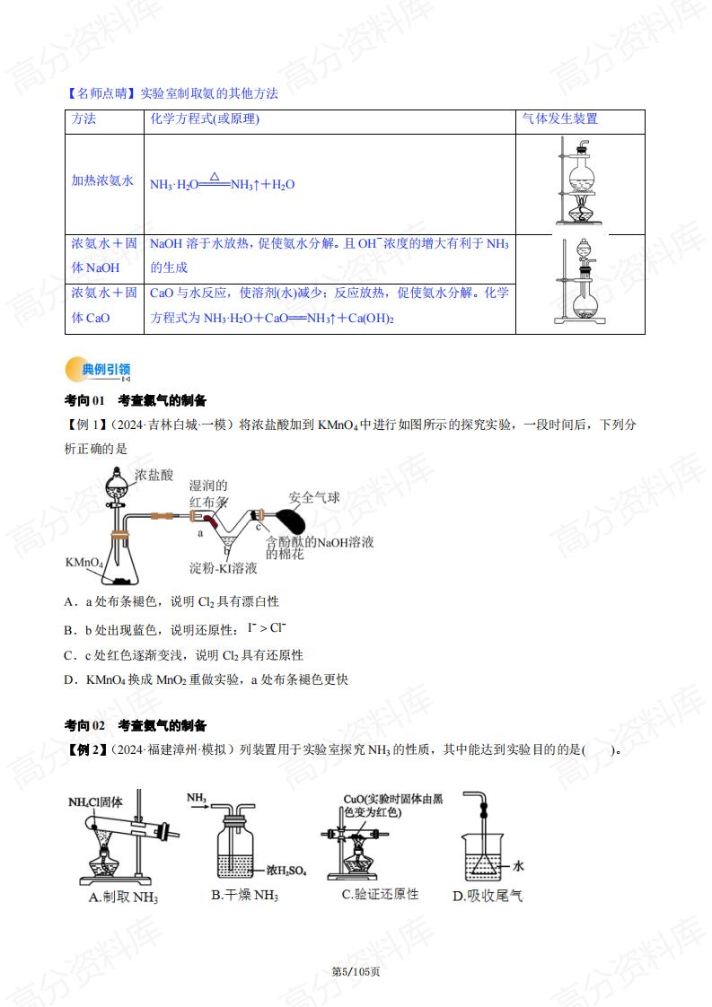 高中化学 | 课本实验考点考法例题练习插图高中化学4