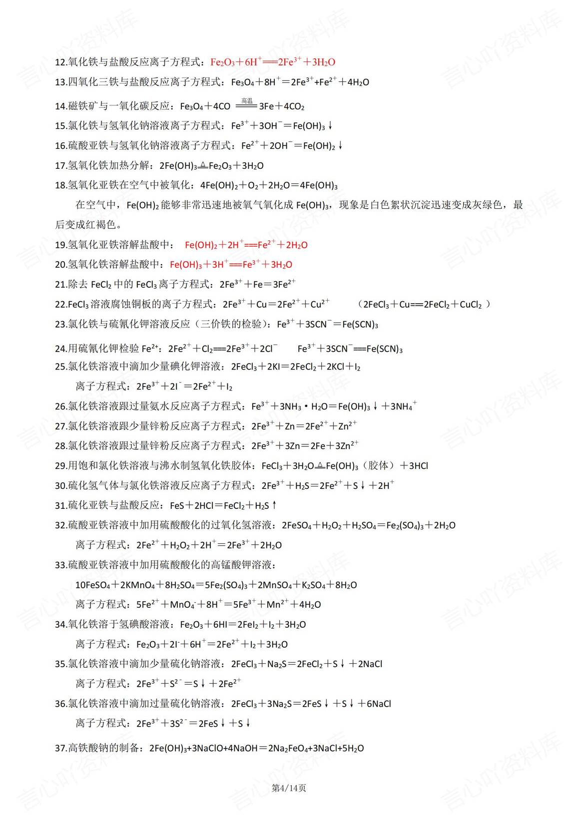 高中化学 | 化学方程式大汇总知识总结梳理插图高中化学3