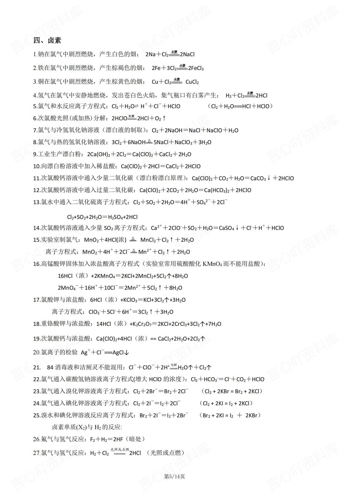 高中化学 | 化学方程式大汇总知识总结梳理插图高中化学4
