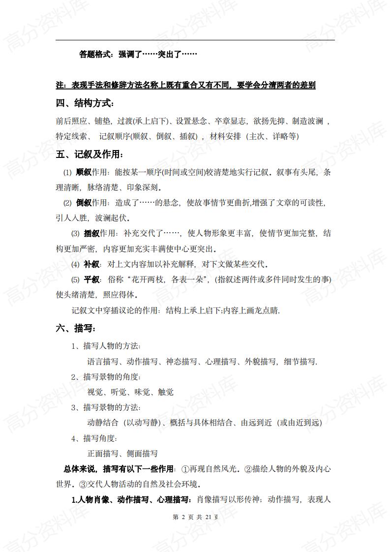 高中语文 | 阅读理解专项答题模板技巧大全插图高中语文1