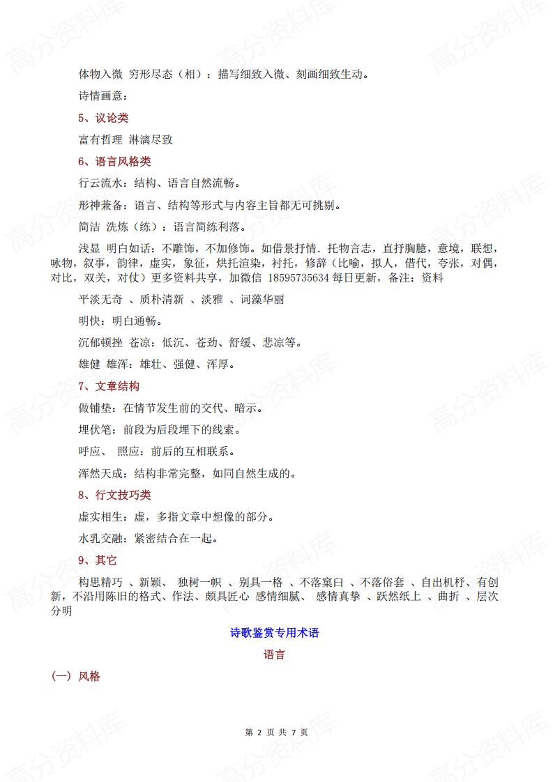 高中语文 | 高考故事哥鉴赏术语答题模板插图高中语文1