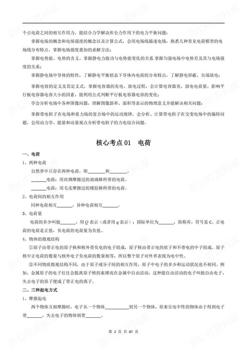 高中物理 | 高考静电场专项知识梳理练习插图高中物理1