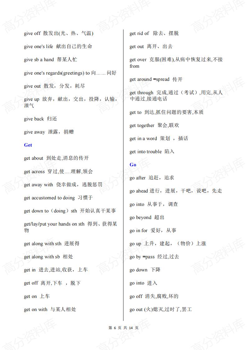 高中英语 | A-Z排序500个词组及固定搭配插图高中英语5