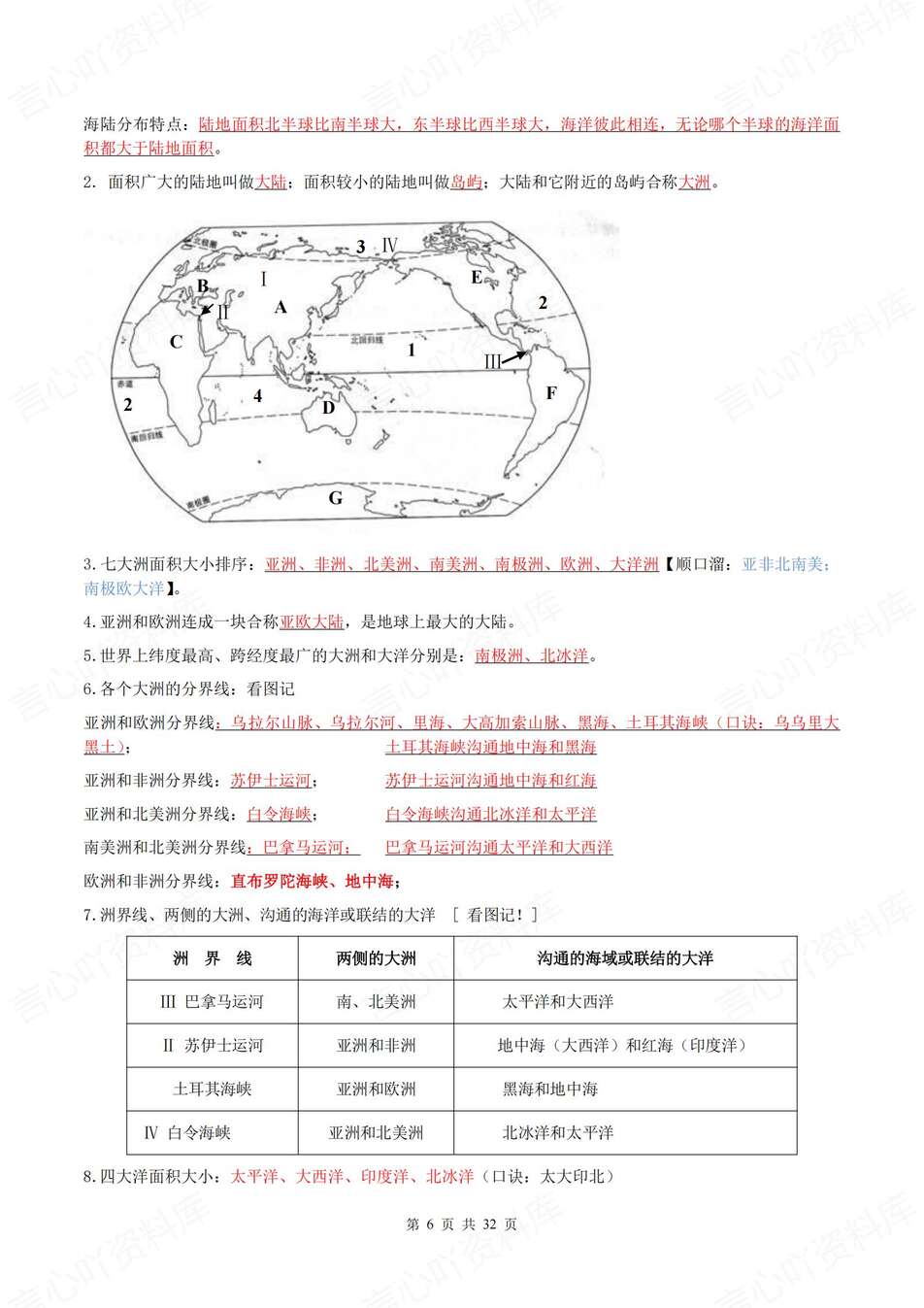 初中地理-七年级上章节知识梳理背记新湘教初一上复习填空背诵插图初中地理4