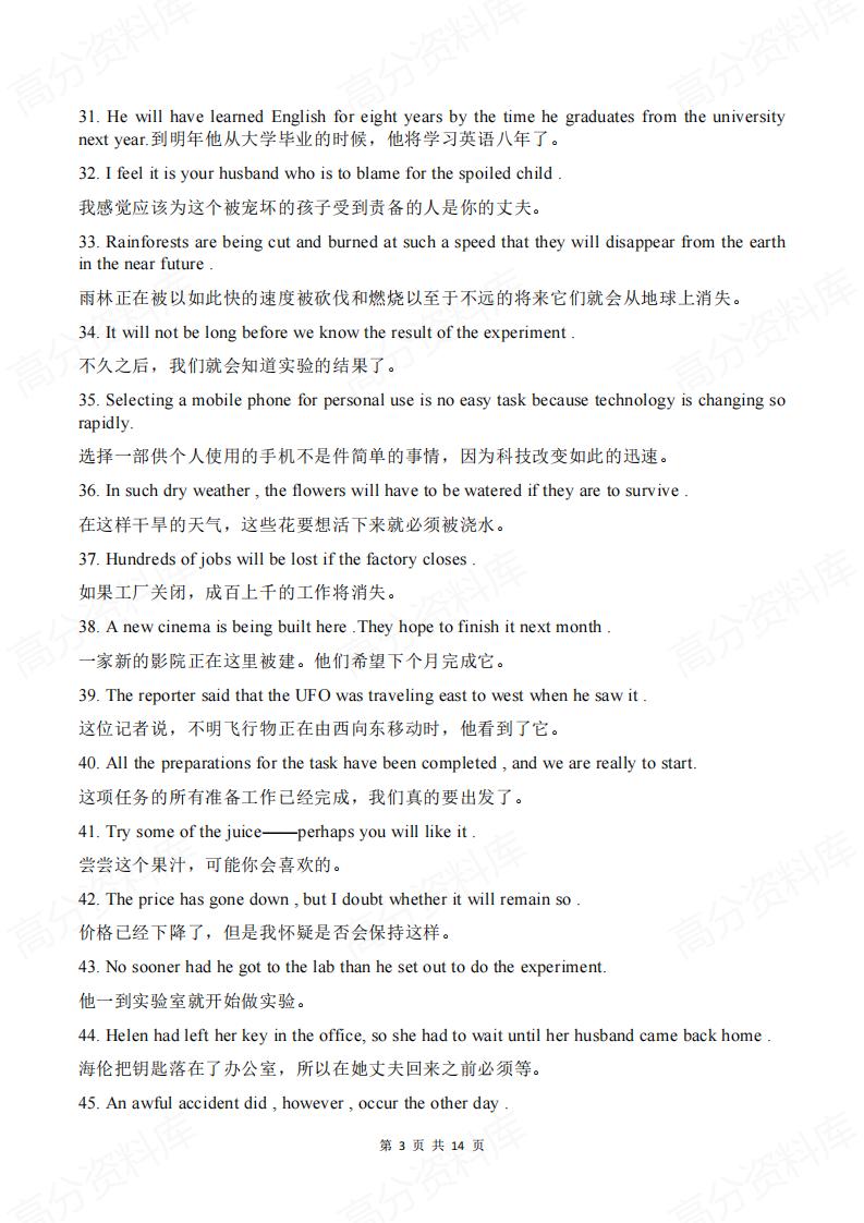 高中英语 | 课文精选句型240条背诵清单插图高中英语2