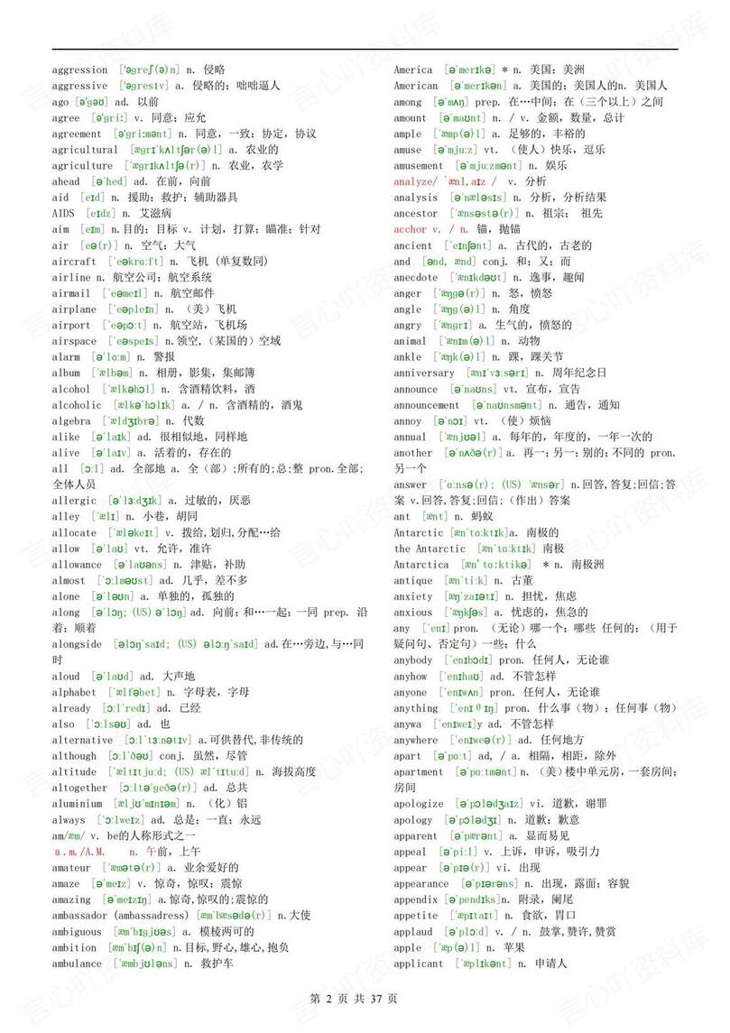 高中英语 | 高考考纲3500次总表AZ音标插图高中英语1