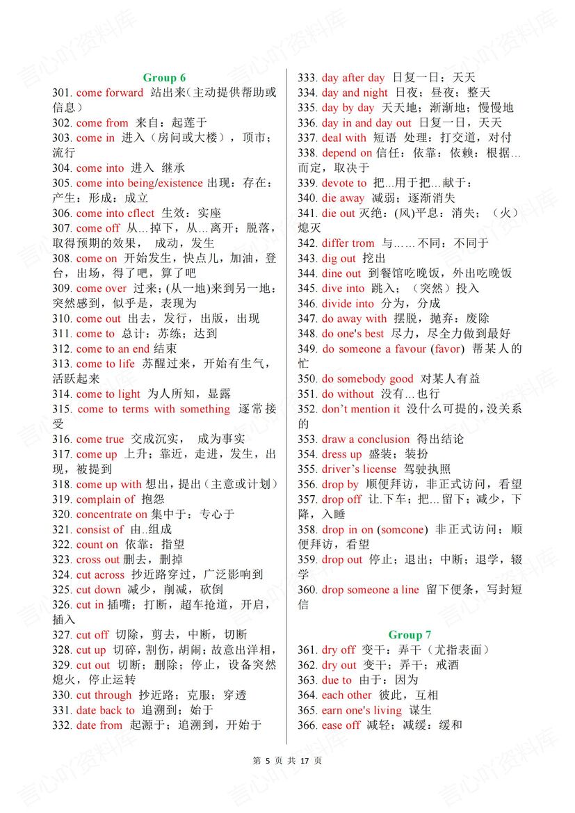 高中英语 | 20组高考背记高频英语短语单词插图高中英语3