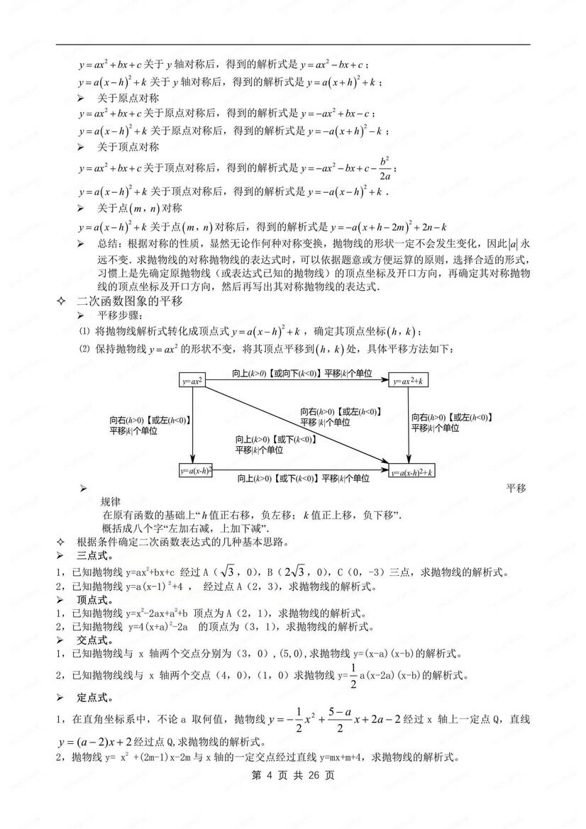 初中数学-二次函数中考二次函数归纳梳理专项复习插图初中数学3