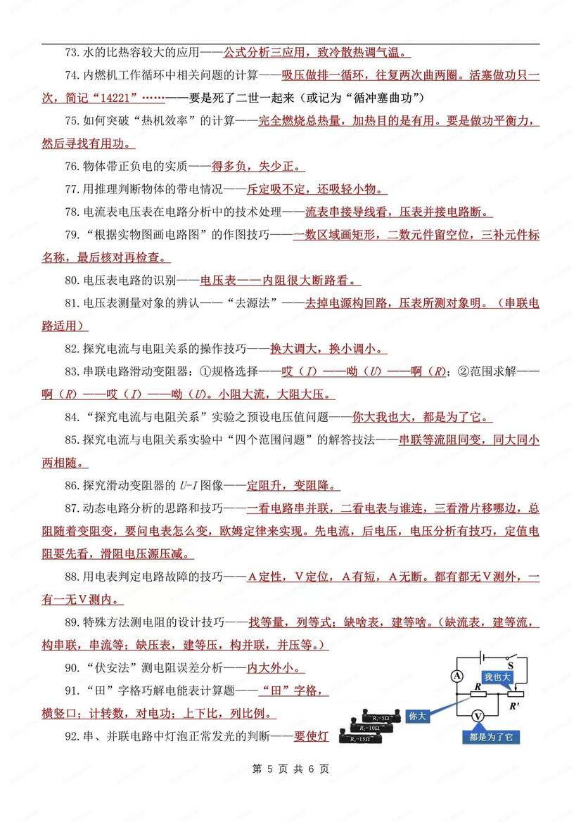 初中物理-中考知识105条重点考点汇总中考专项归纳（全）插图初中物理4