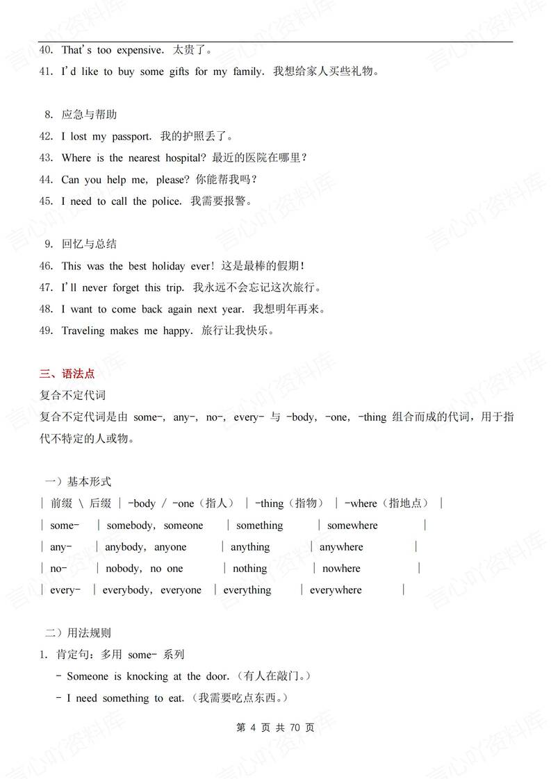 初中英语-八年级上短语/句子/语法知识汇总新人教初二上插图初中英语3