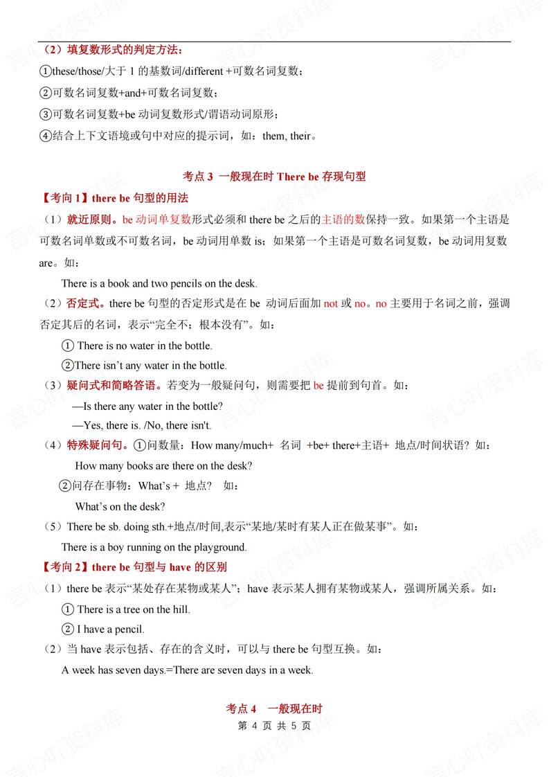 初中英语-七年级上语法知识总结精简新仁爱初一上专项（全）插图初中英语3