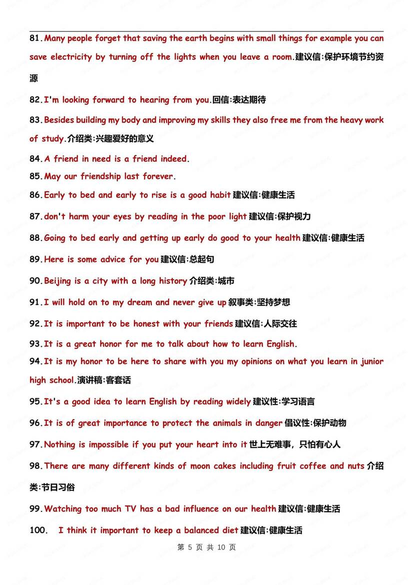 初中英语-中考作文202条写作常用句子总结中考英语专项归纳（全）插图初中英语4