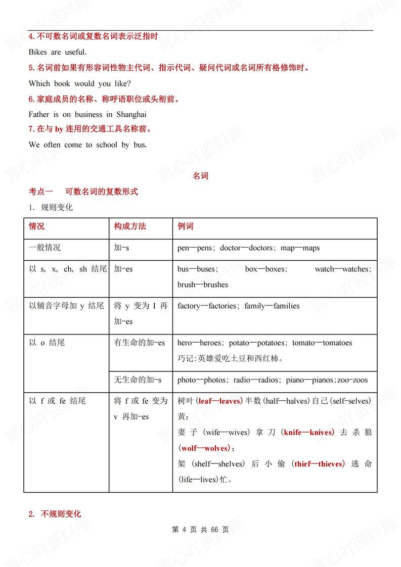 初中英语-中考语法知识考点及测试中考英语语法专项插图初中英语3