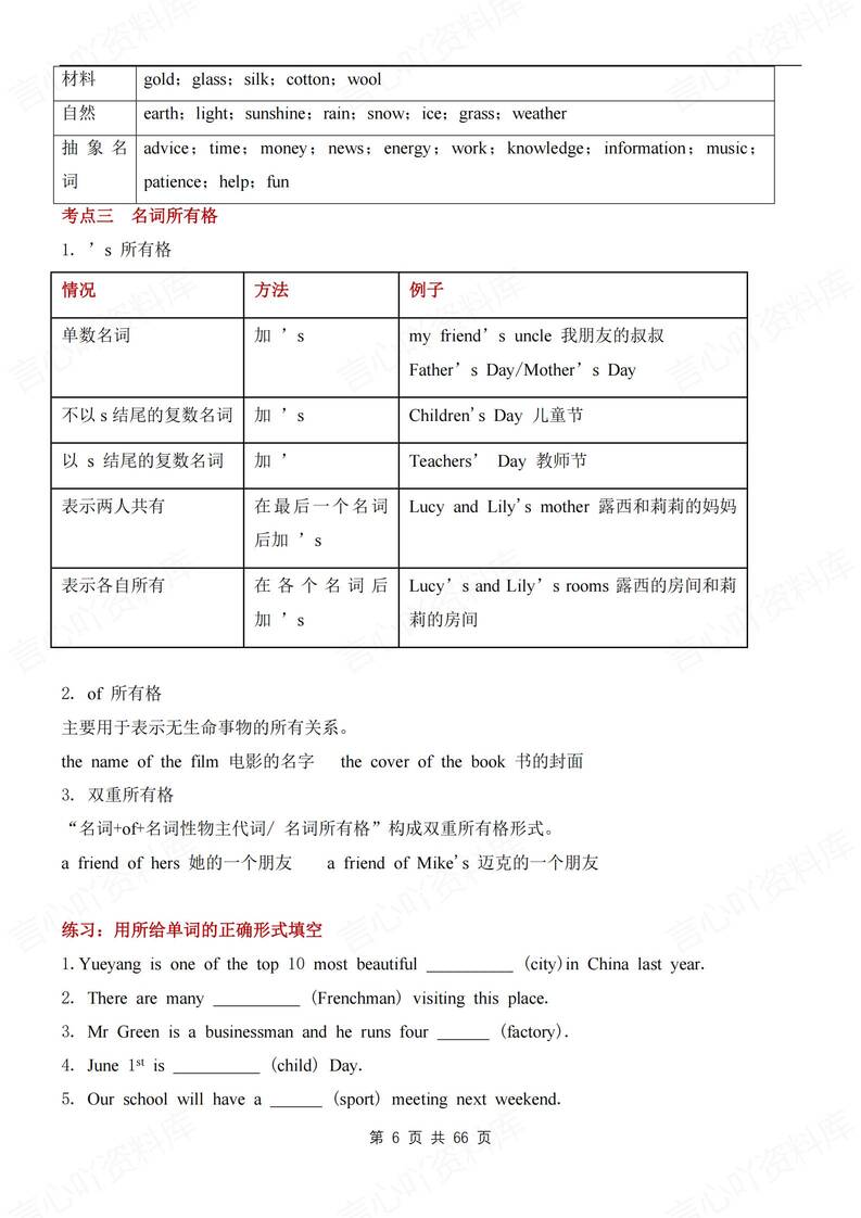 初中英语-中考语法知识考点及测试中考英语语法专项插图初中英语5