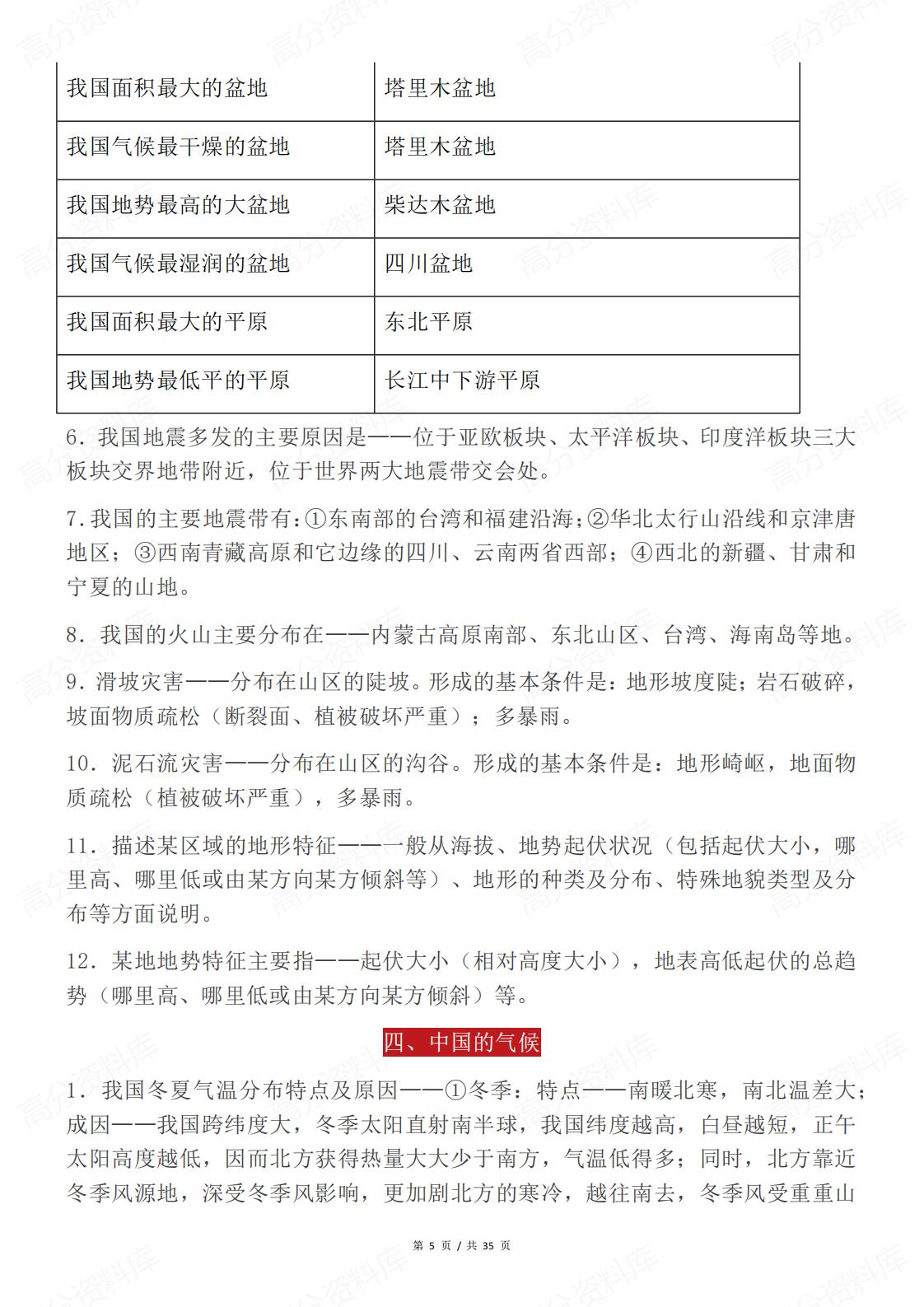 高中地理 | 中国地理常考知识点梳理总结插图高中地理4