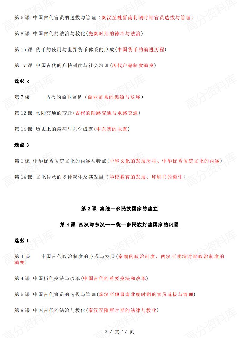 高中历史 | 必修选修知识整合融合梳理插图高中历史1