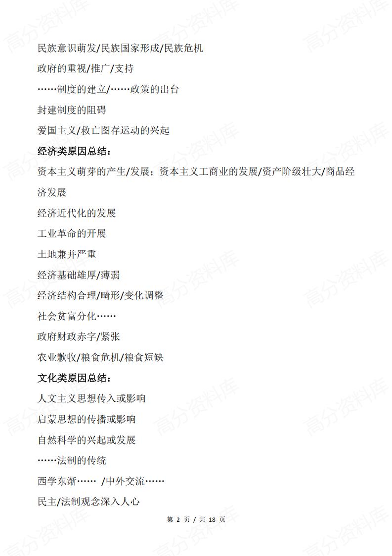 高中历史 | 规范化答题模板语言知识清单插图高中历史1