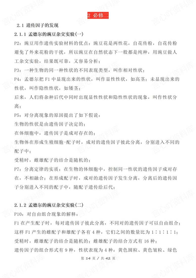 高中生物 | 必修选修高考重要知识背诵语句插图高中生物2