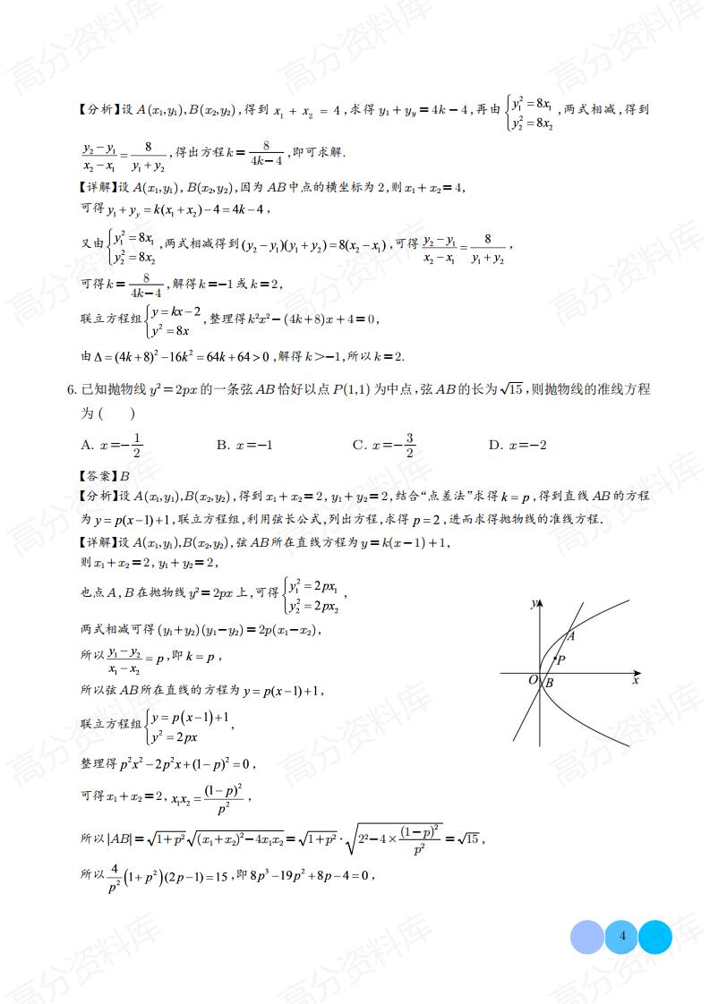 高中数学 | 抛物线结论8个常考二级结论插图高中数学3