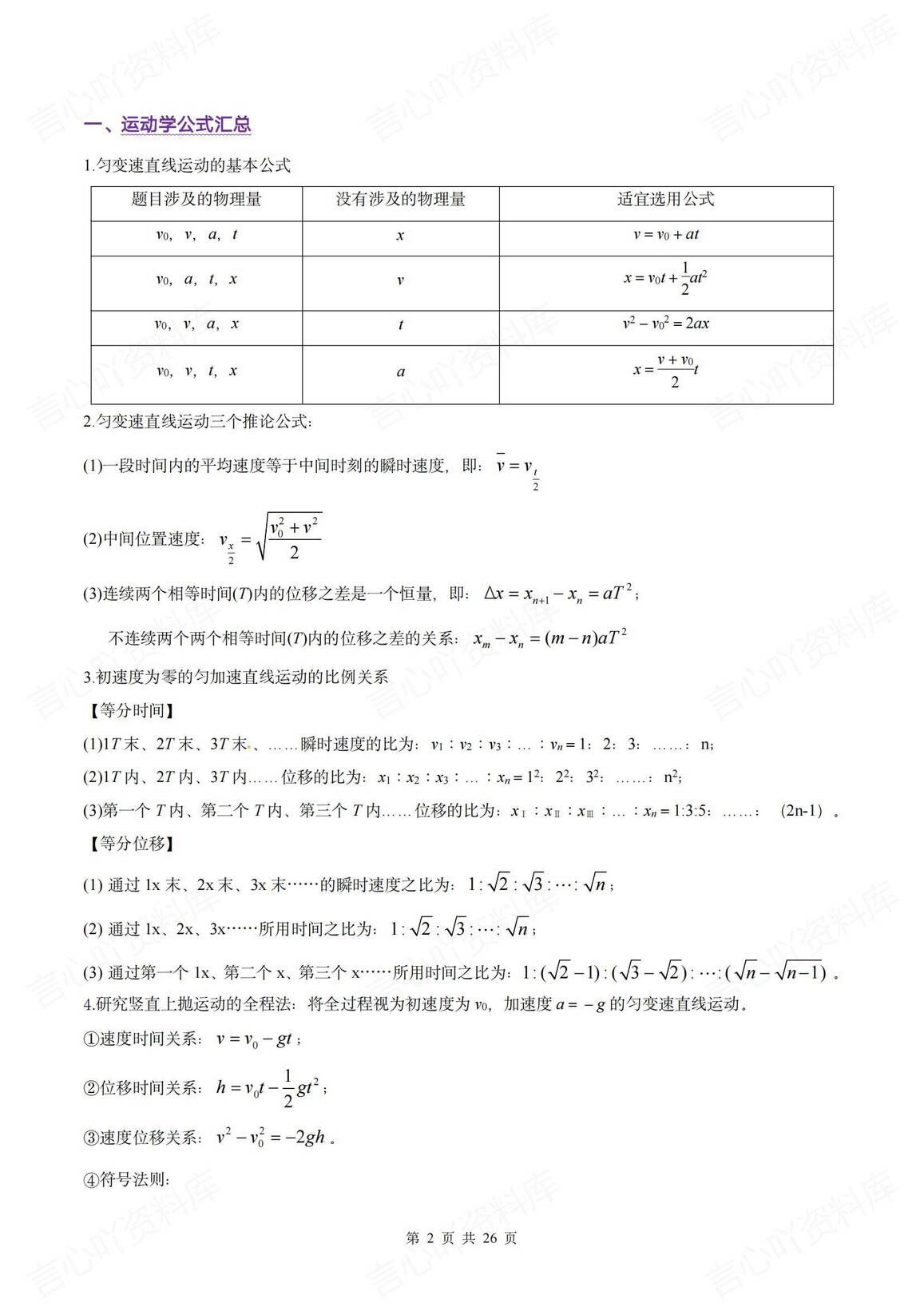 高中物理 | 高考物理常用公式11类汇总插图高中物理1