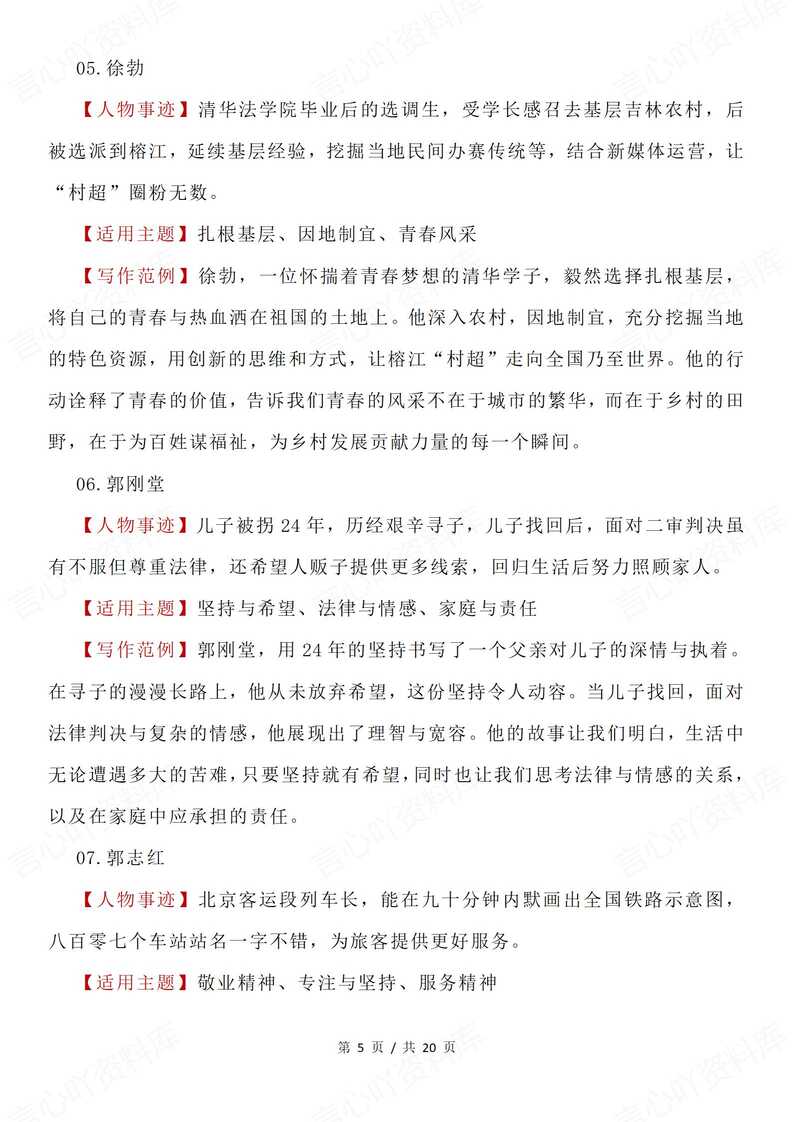 高中语文 | 高考作文时事素材金句段落人物插图高中语文4