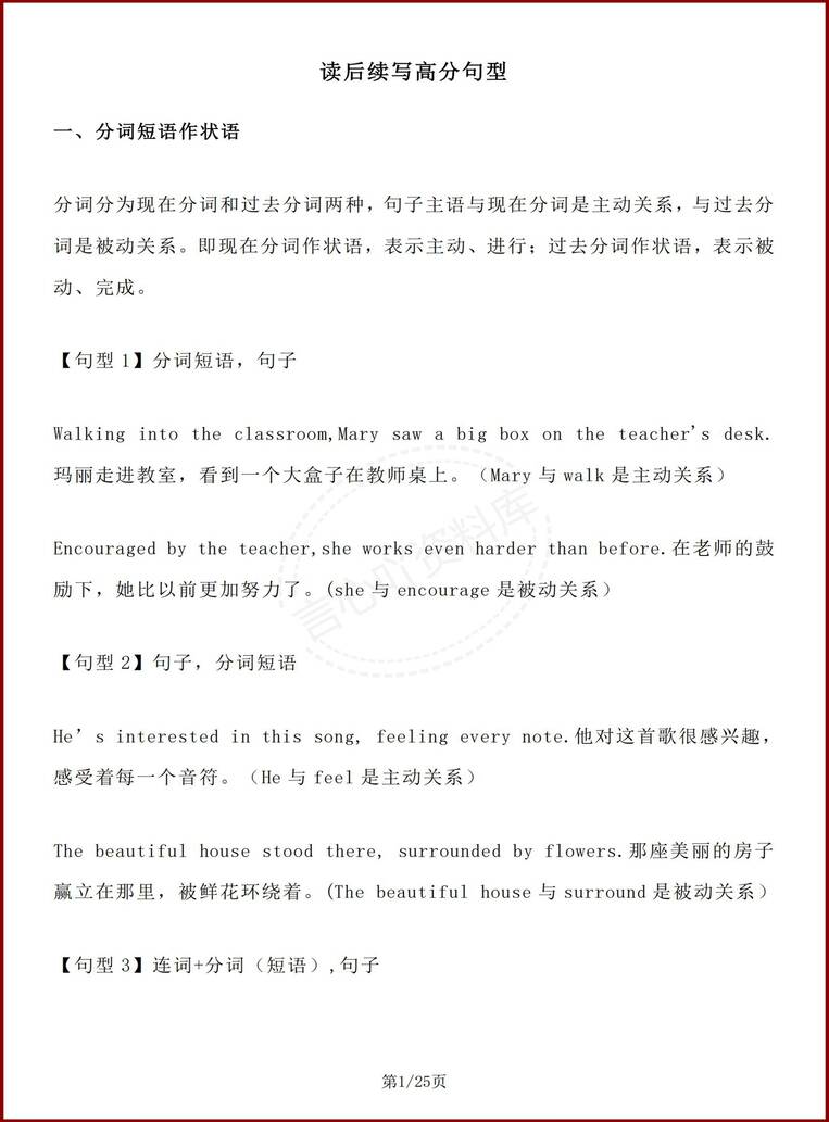 高中英语 | 读后续写专项高分句型汇总梳理-言心吖资料库
