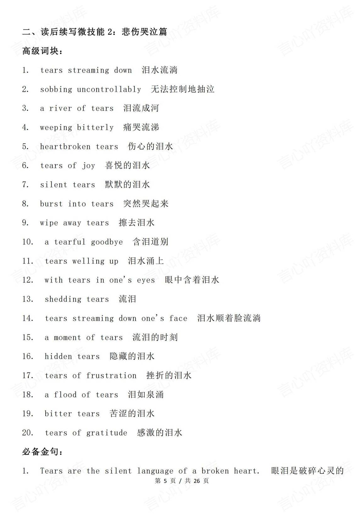 高中英语 | 读后续写词组金句高考复习总结插图高中英语4