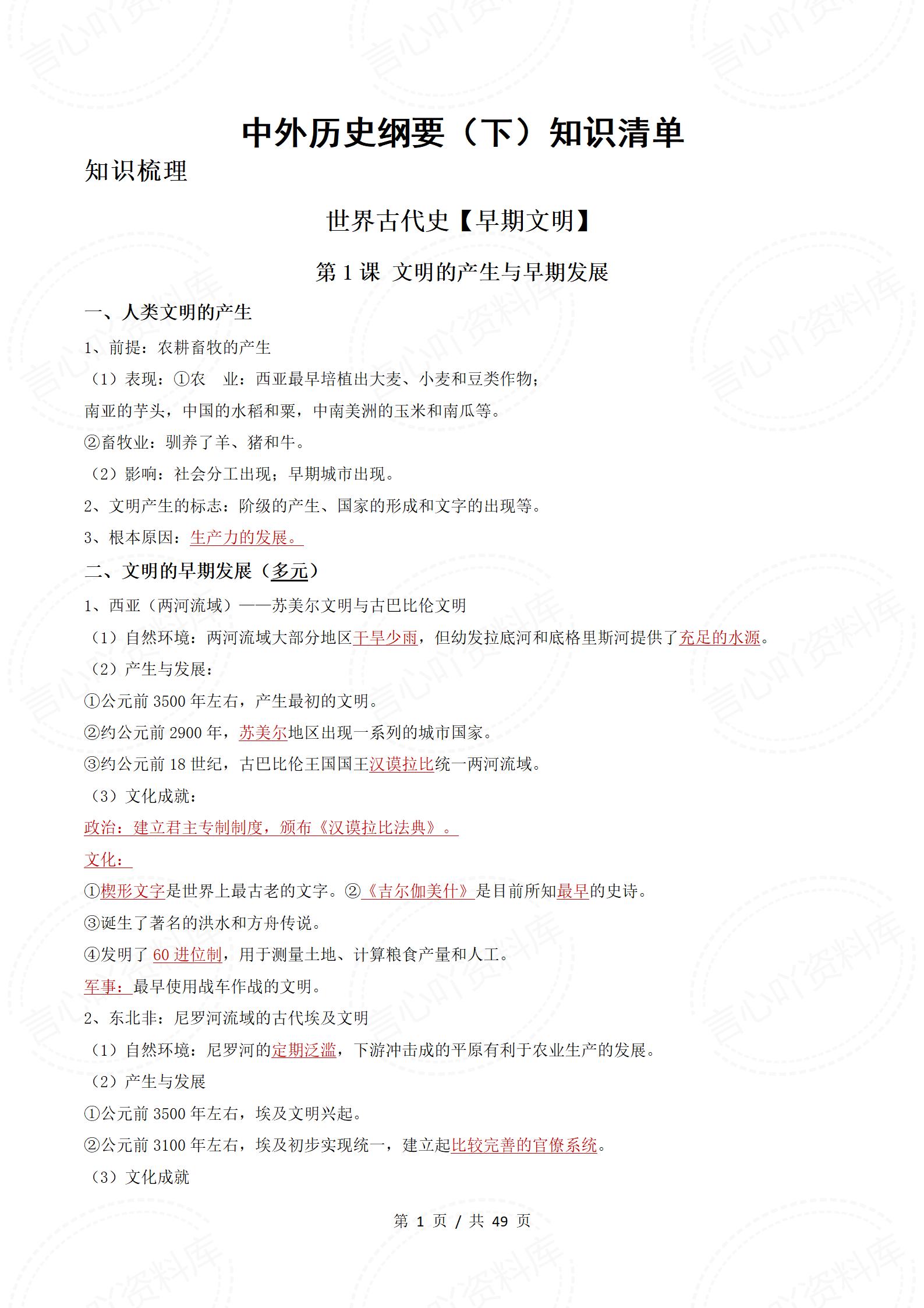 高中历史-学业水平合格考总复习知识梳理考点总结学业测试学考会考选考插图高中专题专项1