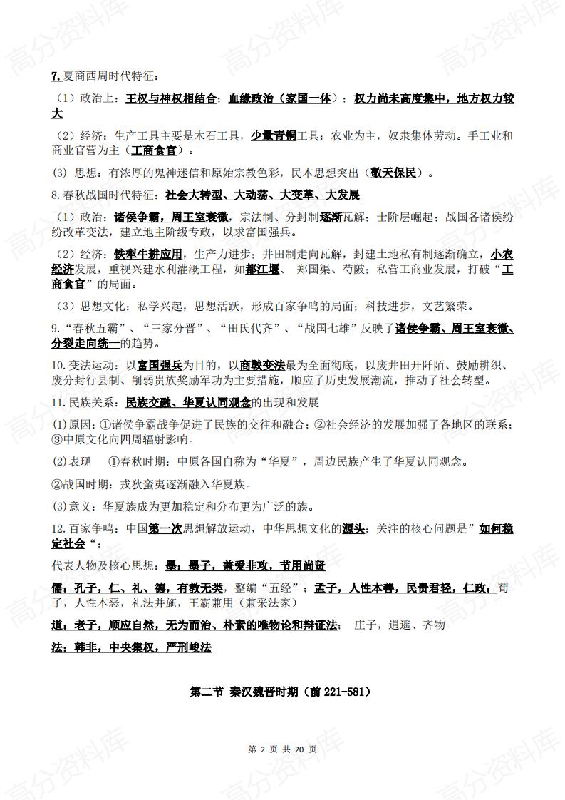 高中历史-中外历史纲要上下册合格性考试学考会考复习要点总结插图高中历史1