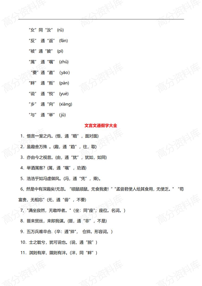 高中语文-高考语文266个文言文通假字大全插图高中语文2